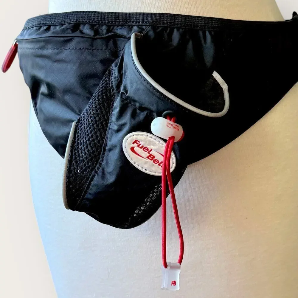 Fuel Belt Bottle Hydration Holder Zip Pouch Waist Belt Sports Stretchy Black OS